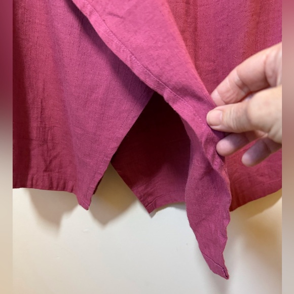 Kaliyana linen blend skirt Lagenlook pockets elastic waist asymmetrical artsy - Picture 5 of 7